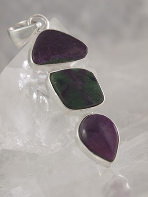 Ruby Zoisite Pendant in Sterling Silver